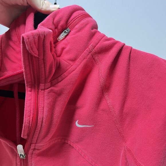 Y2K Nike Jacket Hoodie Womens Pink Full Zip Training Fit Dry Athletic Size Small - Picture 9 of 9